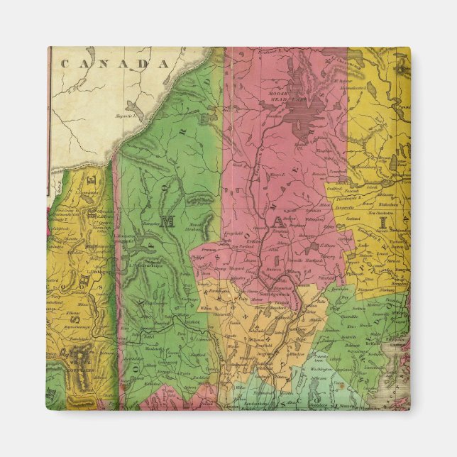 Íman Mapa de Maine, New Hampshire e Vermont (Frente)