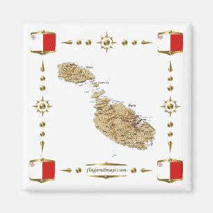 Íman Mapa de Malta + Sinalizadores