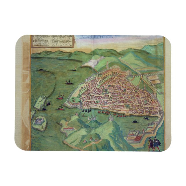 Íman Mapa de Marselha, de Civitates Orbis Terrarum (Horizontal)