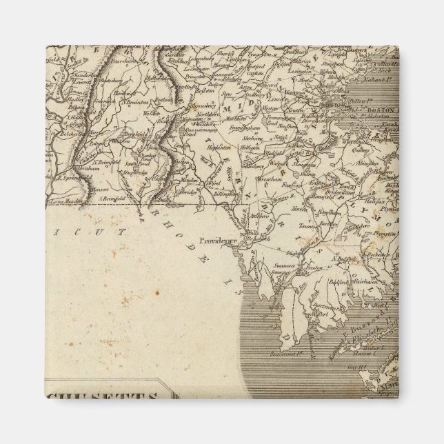 Íman Mapa de Massachusetts por Arrowsmith (Frente)