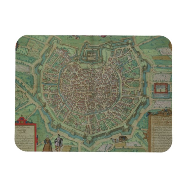 Íman Mapa de Milão, de Civitates Orbis Terrarum, por G (Horizontal)
