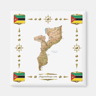 Íman Mapa de Moçambique + Imagem de Sinalizadores