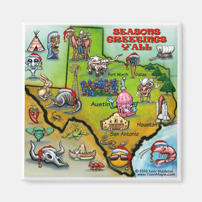 Íman Mapa de Natal do TEXAS (Frente)