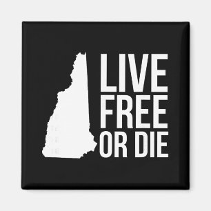 Íman Mapa de New Hampshire com lema Live Or Die Nh