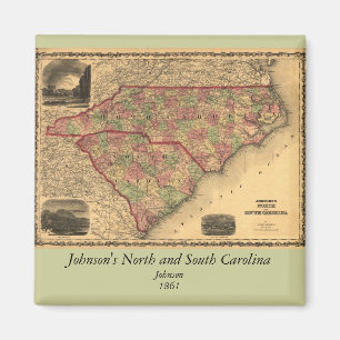 Íman Mapa de North Carolina 1861 e de South Carolina