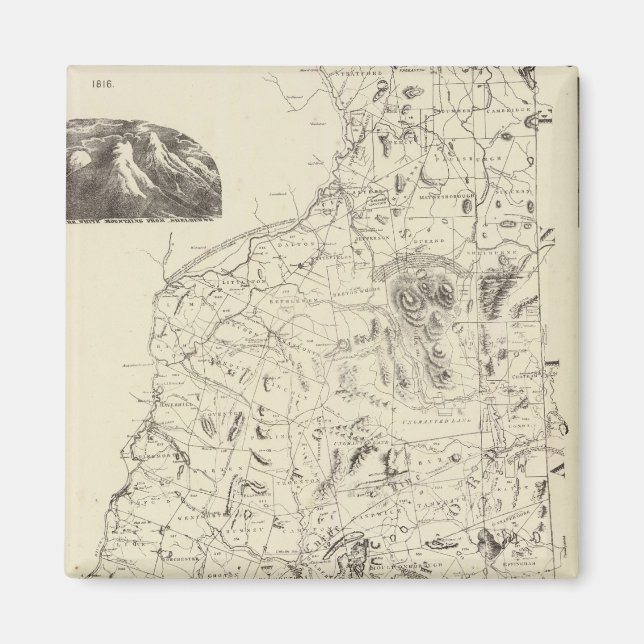 Íman Mapa de Nova Hampshire 1816 (Frente)