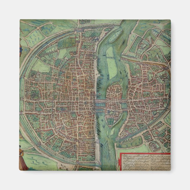 Íman Mapa de Paris, de Civitates Orbis Terrarum, por G (Frente)
