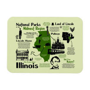 Íman Mapa de Parques Nacionais de Illinois