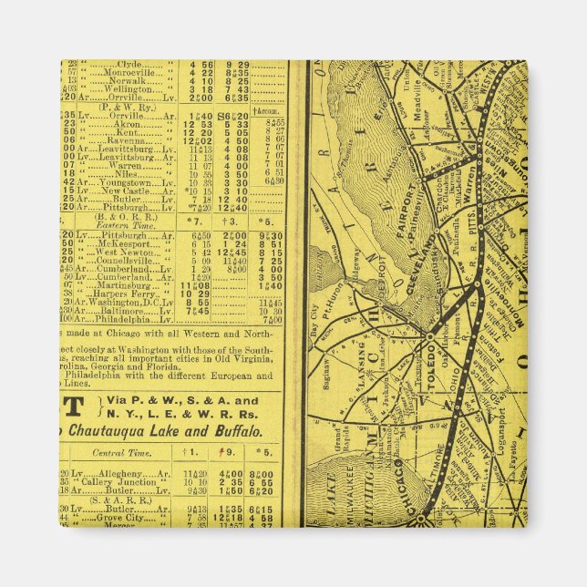 Íman Mapa de Pittsburgh e da ferrovia ocidental (Frente)