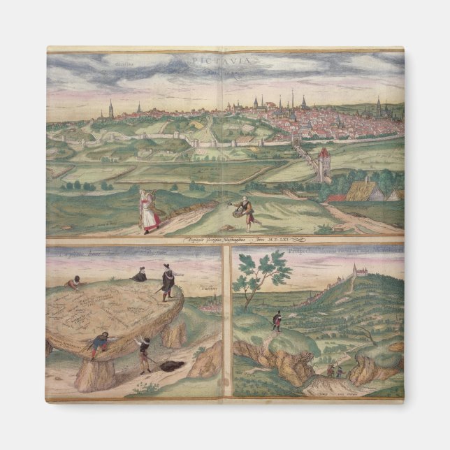 Íman Mapa de Poitiers, de Civitates Orbis Terrarum b (Frente)