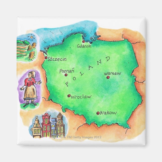 Íman Mapa de Polônia (Frente)