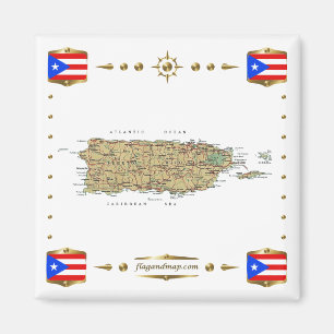 Íman Mapa de Porto Rico + Imagem de Sinalizadores