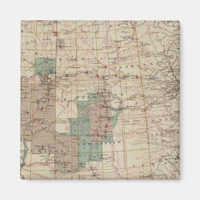 Íman Mapa de progresso de 1878 dos Inquéritos Geográfic (Frente)