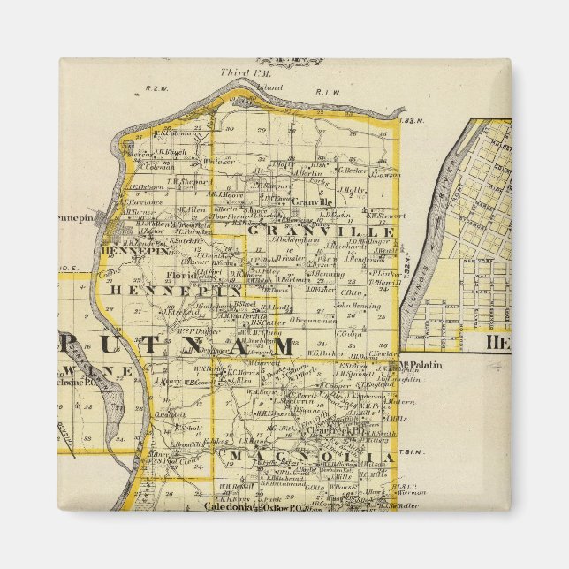 Íman Mapa de Putnam e da parte oriental dos condados Ma (Frente)