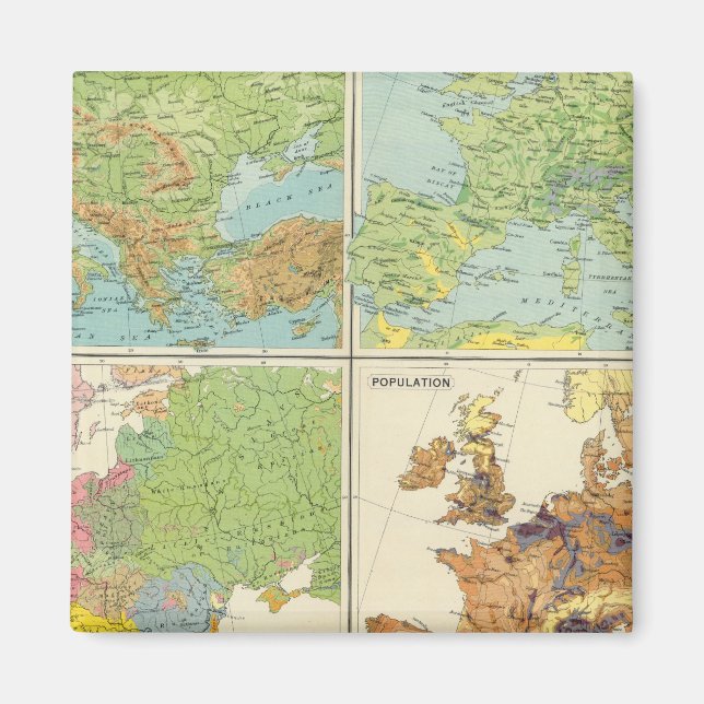 Íman Mapa de recursos físicos da Europa e população (Frente)