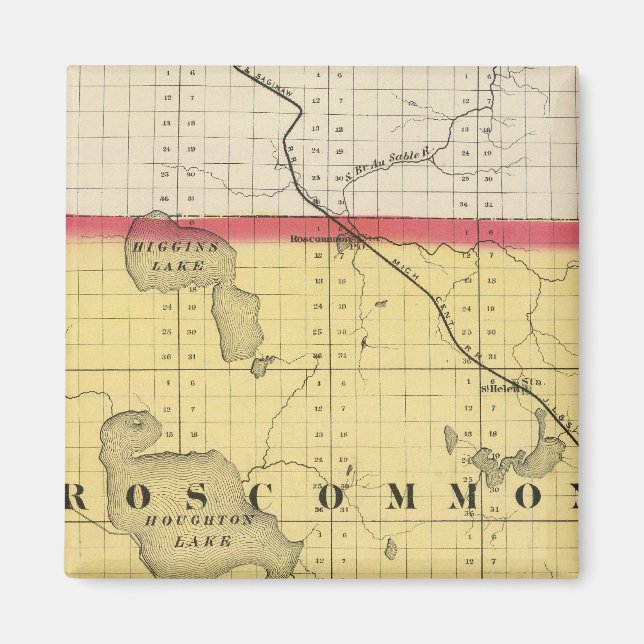 Íman Mapa de Roscommon County, Michigan (Frente)