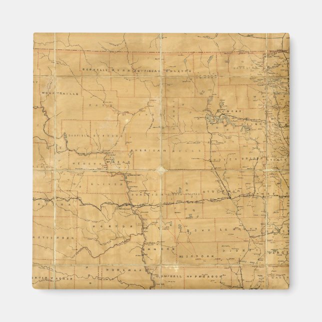 Íman Mapa de rotas de posto do Território de Dakota (Frente)