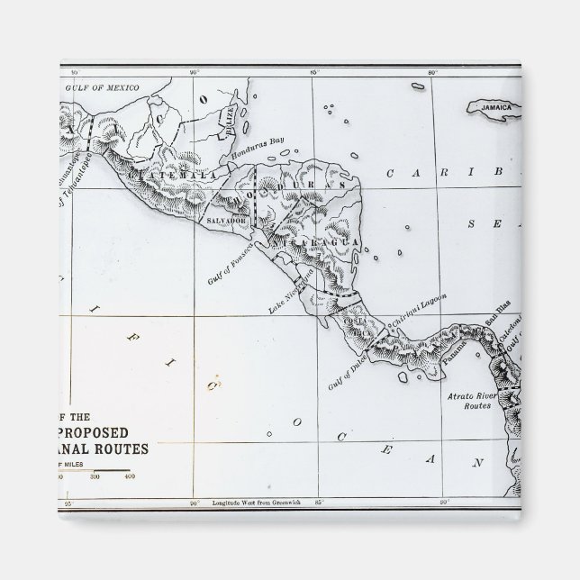 Íman Mapa de rotas do Canal de Isthmian propostas (Frente)