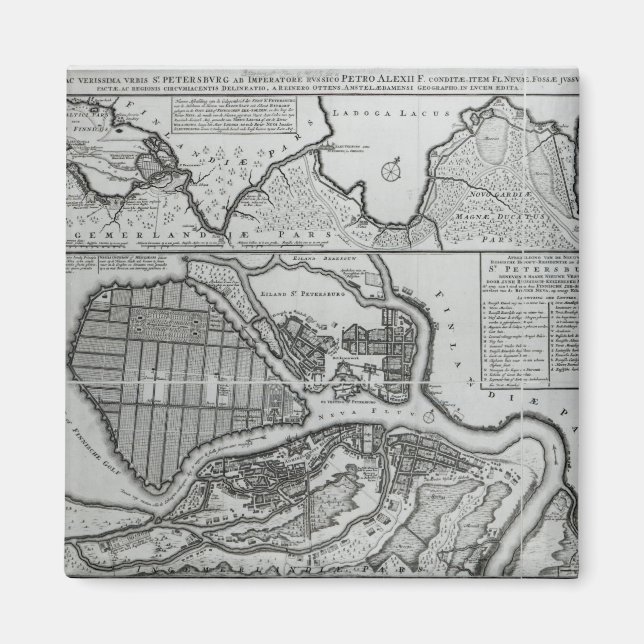 Íman Mapa de Ruas.Petersburgo, c.1750 (Frente)