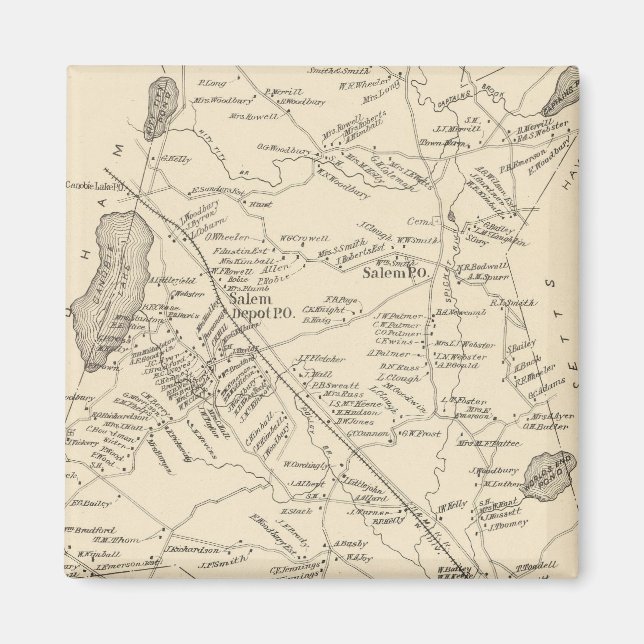 Íman Mapa de Salem Massachusetts (1892) (Frente)