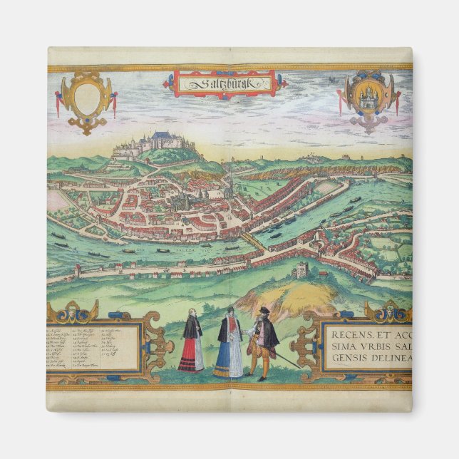 Íman Mapa de Salzburgo, de Civitates Orbis Terrarum b (Frente)