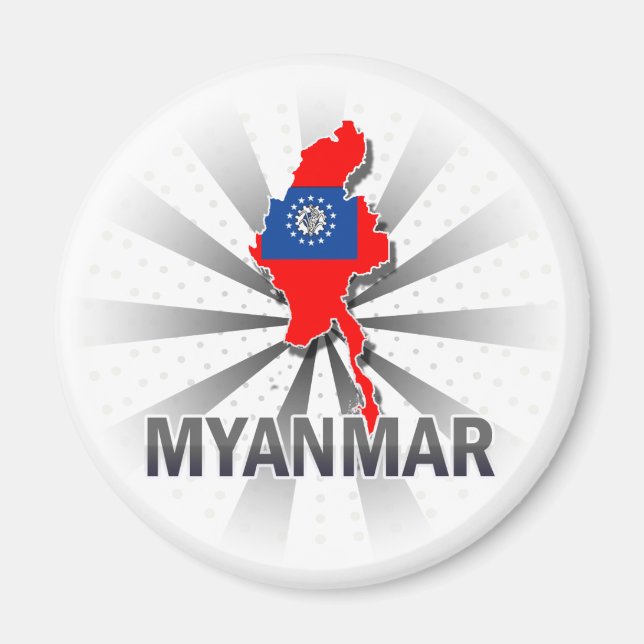 Íman Mapa de Sinalizador de Myanmar 2.0 (Frente)