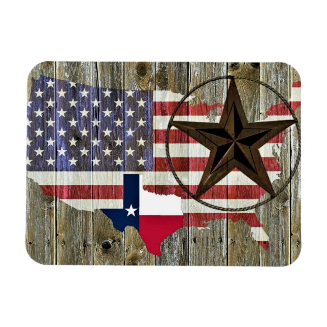 Íman Mapa de Sinalizador do Estado do Texas Lone Star (Horizontal)