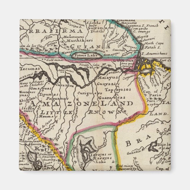 Íman Mapa de Terra Firma, Peru, Amazônia, Brasil (Frente)