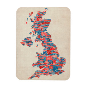 Íman Mapa de texto BRITÂNICO da cidade de Grâ Bretanh