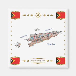 Íman Mapa de Timor Leste + Imagem de Sinalizadores