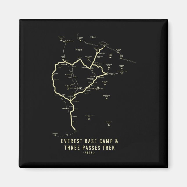 Íman Mapa de Trilha do Acampamento Base do Everest  (Frente)