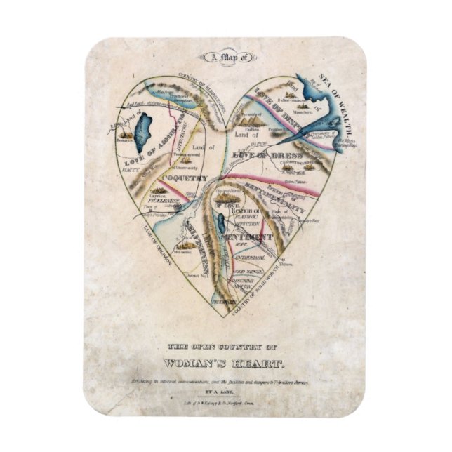Íman Mapa de um Coração de Mulheres (Vertical)