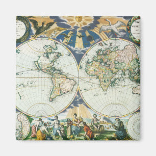 Íman Mapa de Velho Mundo antigo do vintage, 1666 por