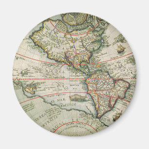 Íman Mapa de Velho Mundo antigo dos Americas, 1597