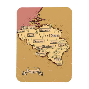 Íman Mapa de viagem antigo da Bélgica