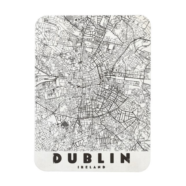 Íman Mapa de Viagem Antigo de Dublin Irlanda (Vertical)