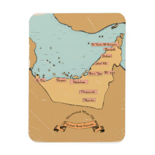 Íman Mapa de viagem antigo do Bahrein