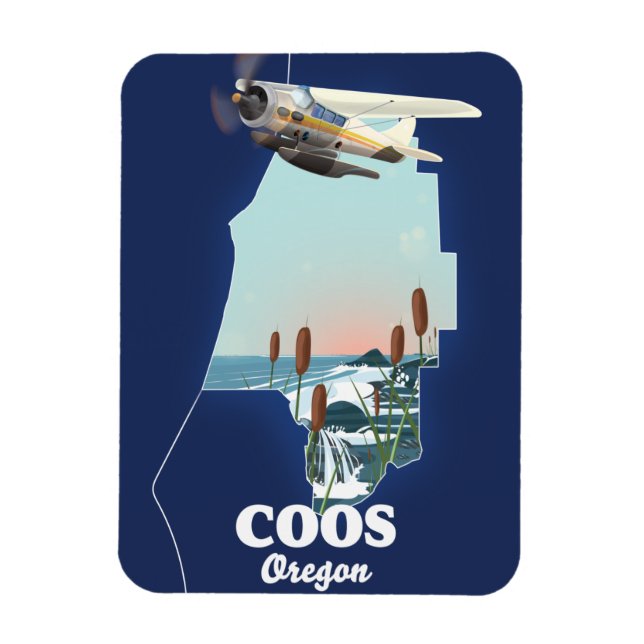 Íman Mapa de viagem Coos Oregon (Vertical)