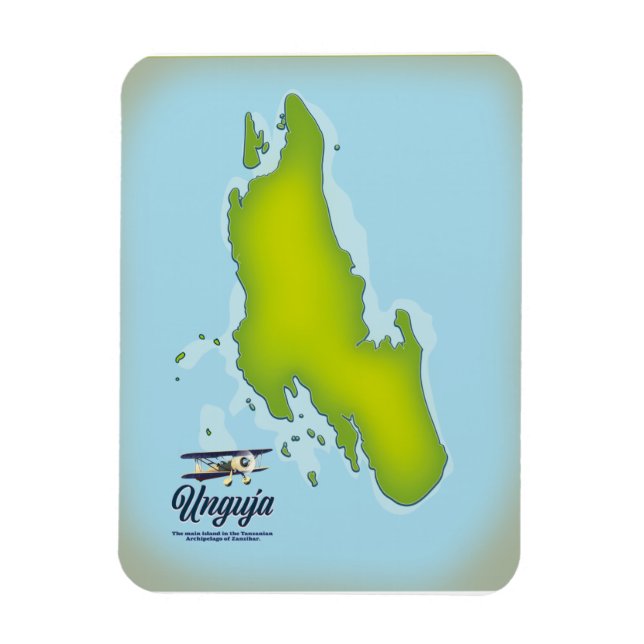 Íman Mapa de viagem da Ilha de Unguja (Vertical)