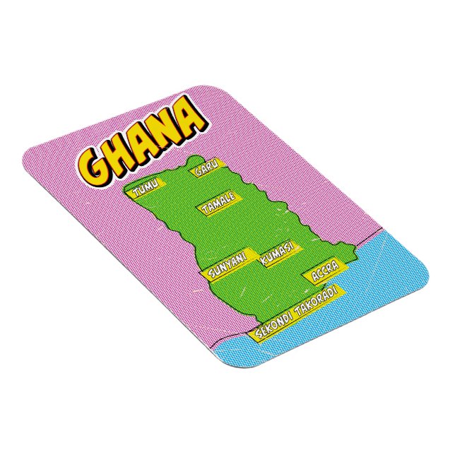 Íman Mapa de viagem de Gana (Lado Direito)