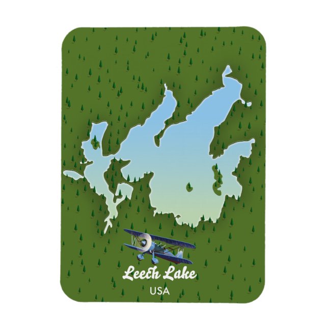 Íman Mapa de viagem do lago Leech (Vertical)