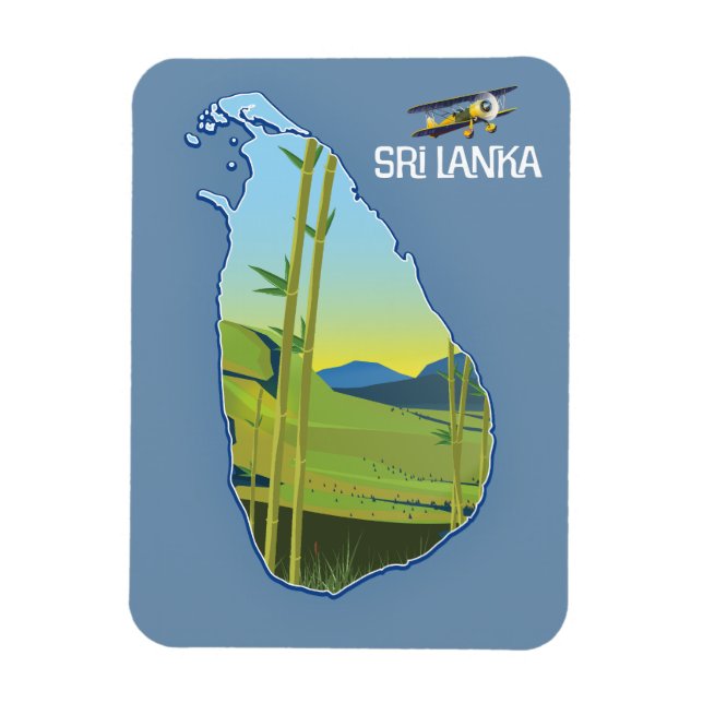 Íman Mapa de viagem do Sri Lanka (Vertical)