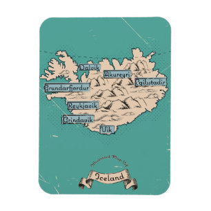 Íman Mapa de Viagem ilustrado da Islândia