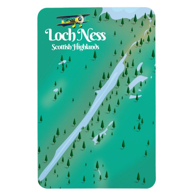 Íman Mapa de viagem Loch Ness Terras Altas da Escócia (Vertical)