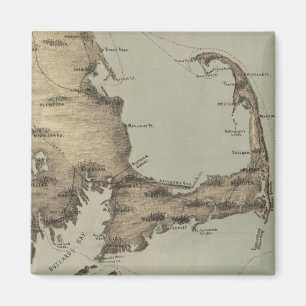 Íman Mapa de Vintage de Cape Cod (1885)