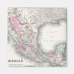 Íman Mapa de Vintage do México (1855)