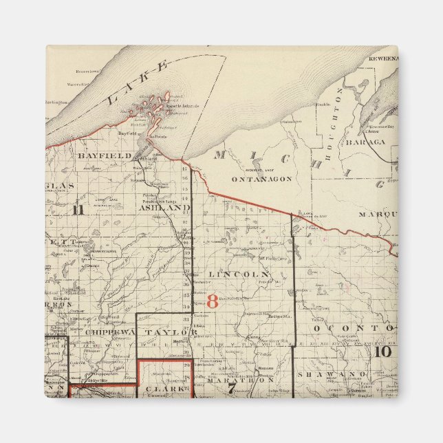 Íman Mapa de Wisconsin (Frente)