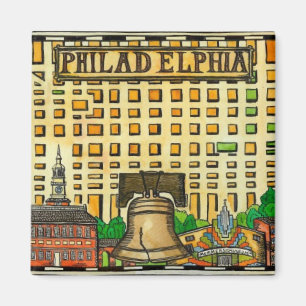 Íman Mapa desenhado mão de Philadelphfia