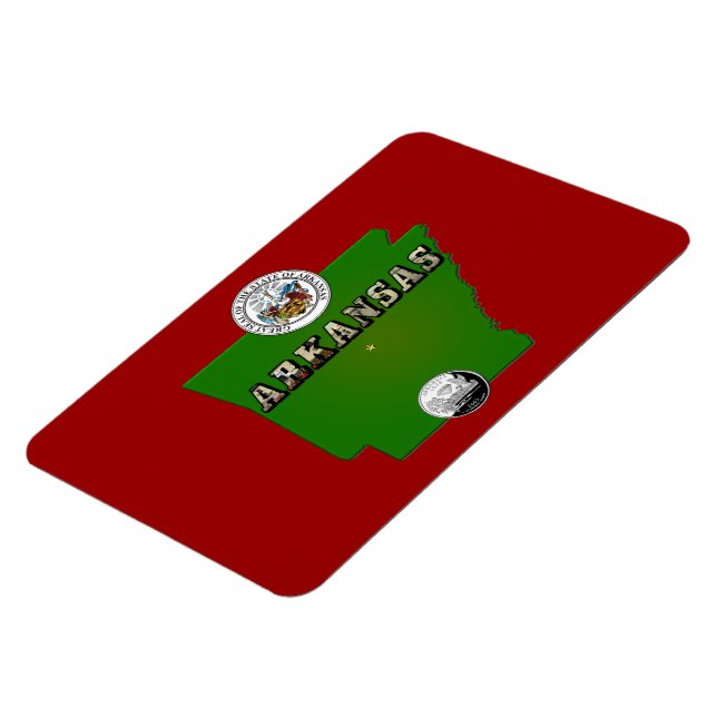 Íman Mapa do Arkansas, Selo e Serviço Estatal Faux Quar (Left Side)