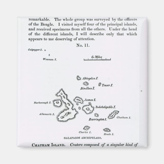 Íman Mapa do Arquipélago das Galápagos, 1844 (Frente)